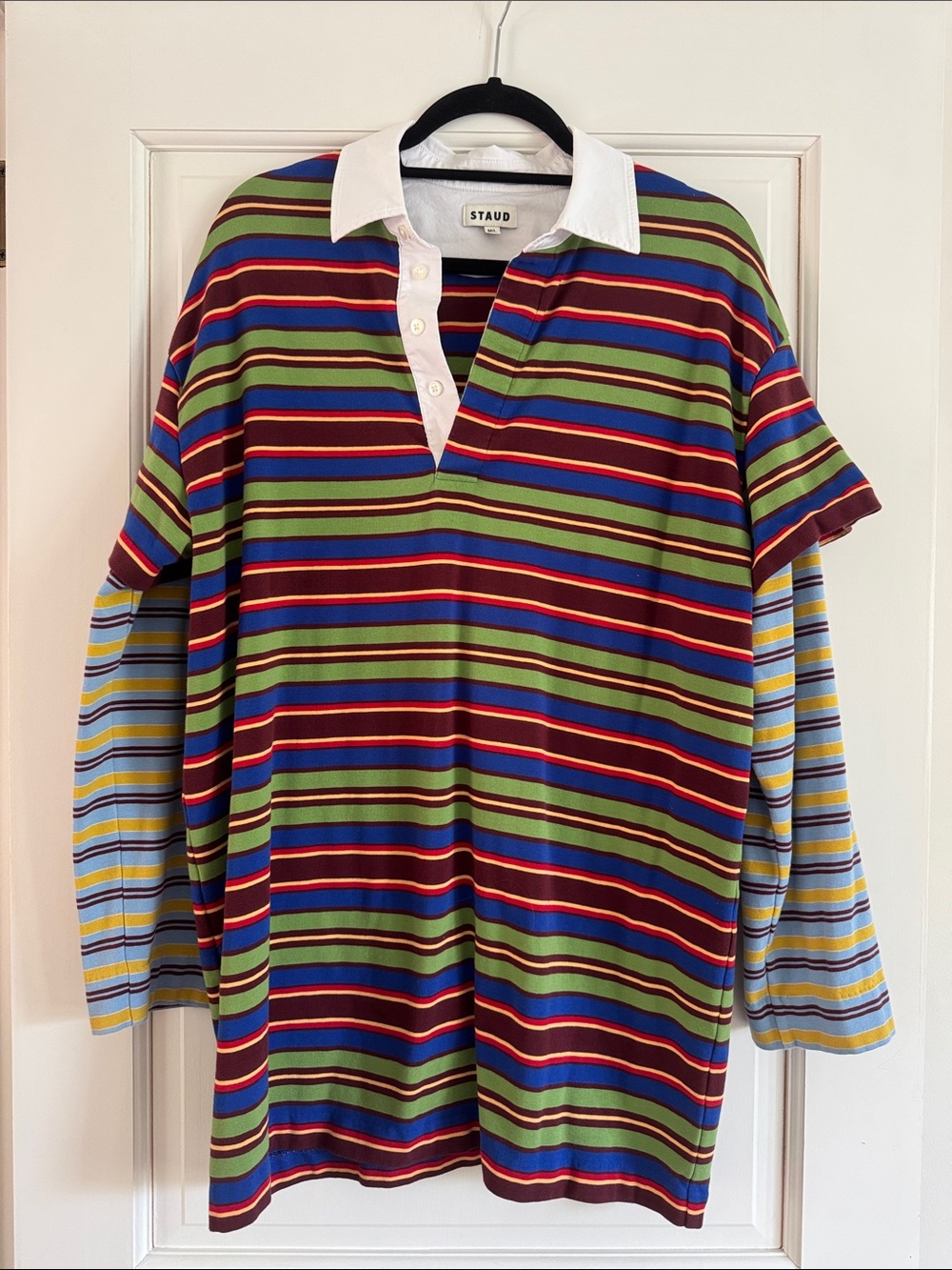 STAUD Striped Rugby Polo Dress
